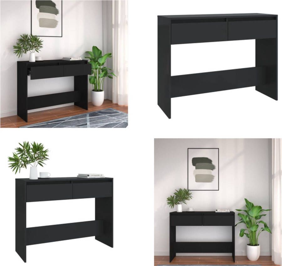 VidaXL Wandtafel 100x35x76 5 cm bewerkt hout zwart Wandtafel Wandtafels Tafel Consoletafel