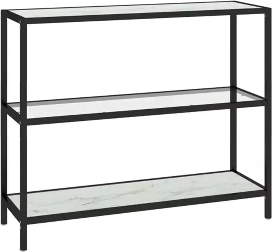 VidaXL Wandtafel 100x36x90 cm gehard glas transparant witmarmerkleurig - Foto 2