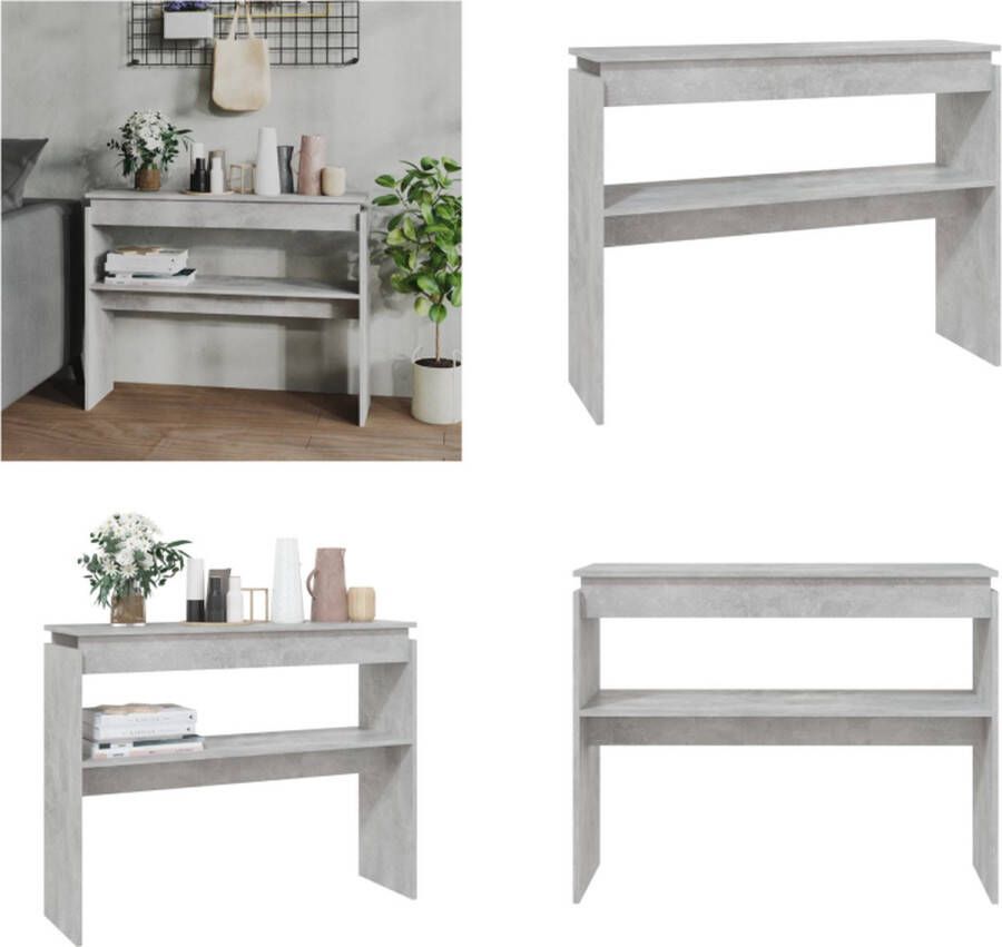 VidaXL Wandtafel 102x30x80 cm bewerkt hout betongrijs Bijzettafel Bijzettafels Tafel Tafels