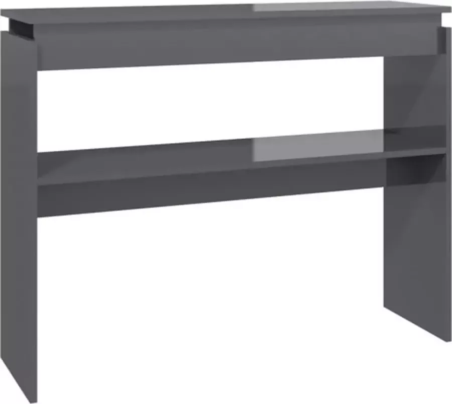 VidaXL Wandtafel 102x30x80 cm spaanplaat hoogglans grijs - Foto 2