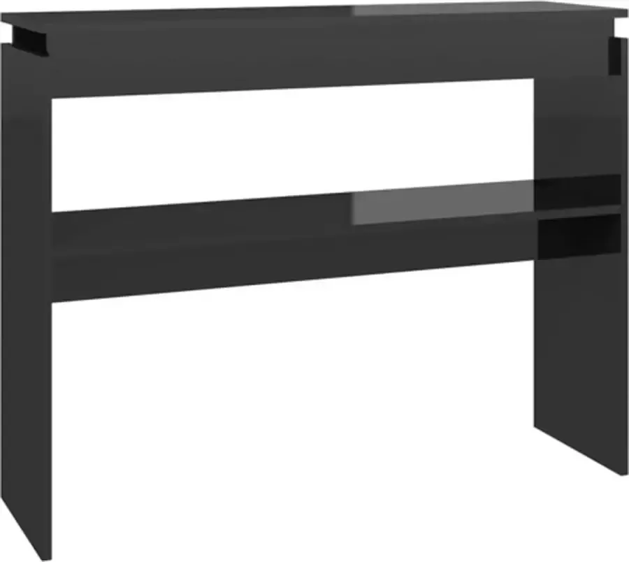 VidaXL Wandtafel 102x30x80 cm spaanplaat hoogglans zwart - Foto 2