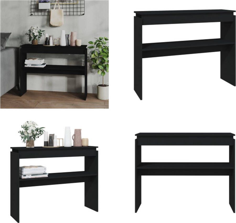 VidaXL Wandtafel 102x30x80 cm bewerkt hout zwart Bijzettafel Bijzettafels Tafel Tafels