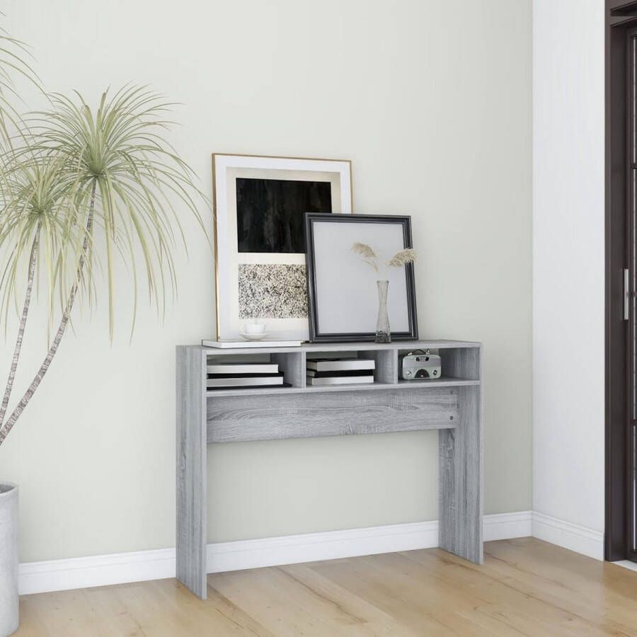 VidaXL -Wandtafel-105x30x80-cm-bewerkt-hout-grijs-sonoma-eikenkleurig - Foto 1