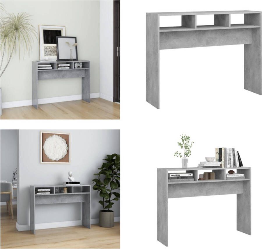 VidaXL Wandtafel 105x30x80 cm bewerkt hout betongrijs Bijzettafel Bijzettafels Tafel Tafels