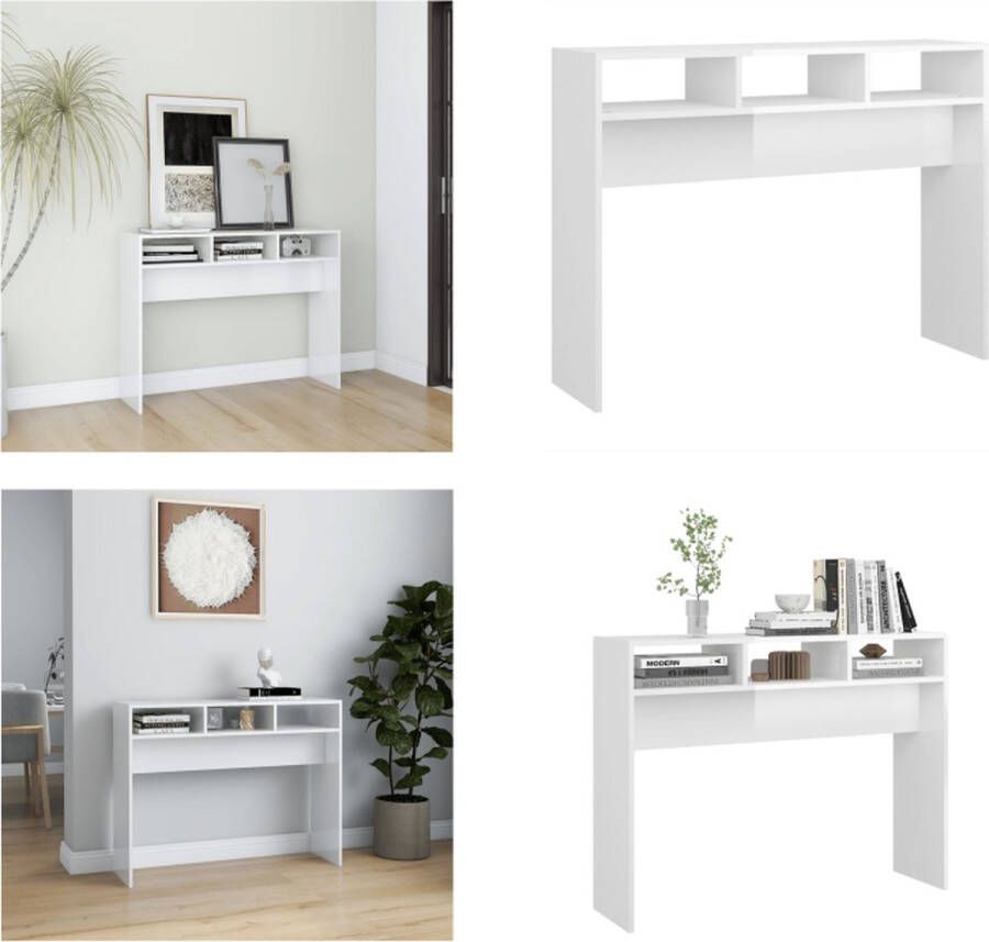 VidaXL Wandtafel 105x30x80 cm bewerkt hout hoogglans wit Bijzettafel Bijzettafels Tafel Tafels