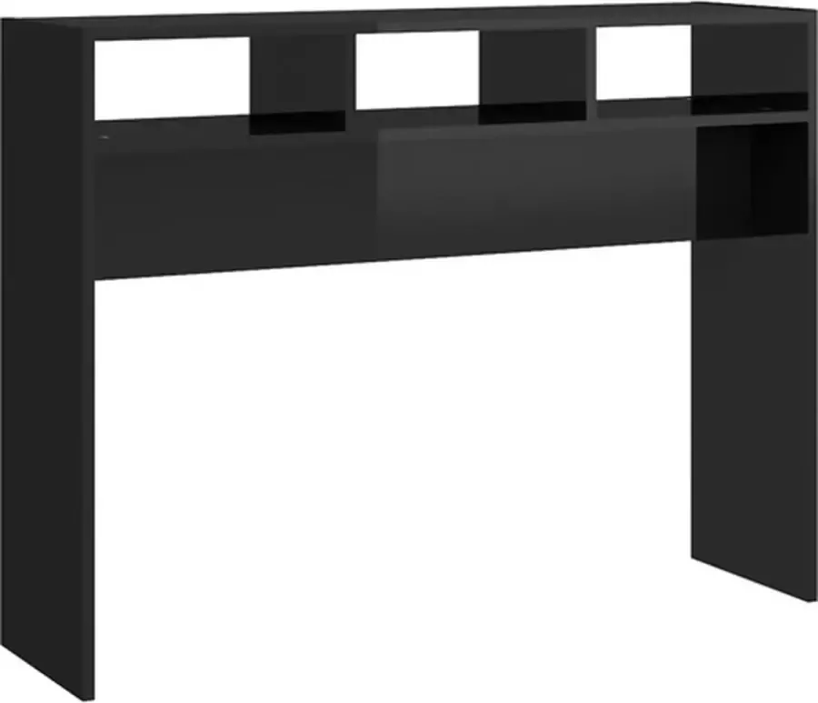 VidaXL Wandtafel 105x30x80 cm spaanplaat hoogglans zwart - Foto 2