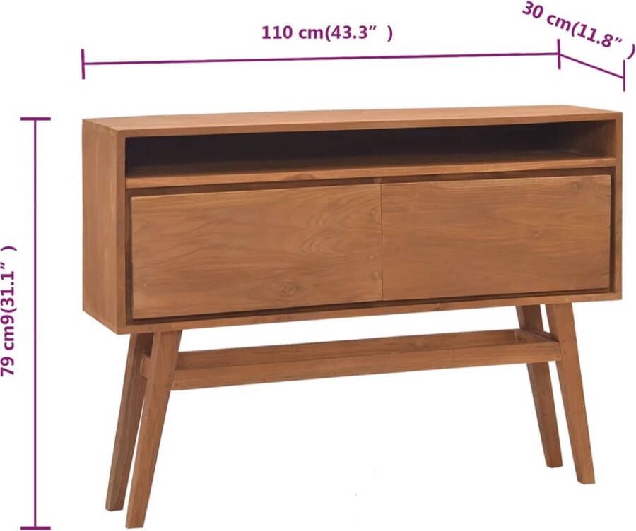 VidaXL -Wandtafel-110x30x79-cm-massief-teakhout