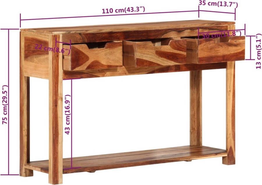 VidaXL -Wandtafel-110x35x75-cm-massief-acaciahout - Foto 3