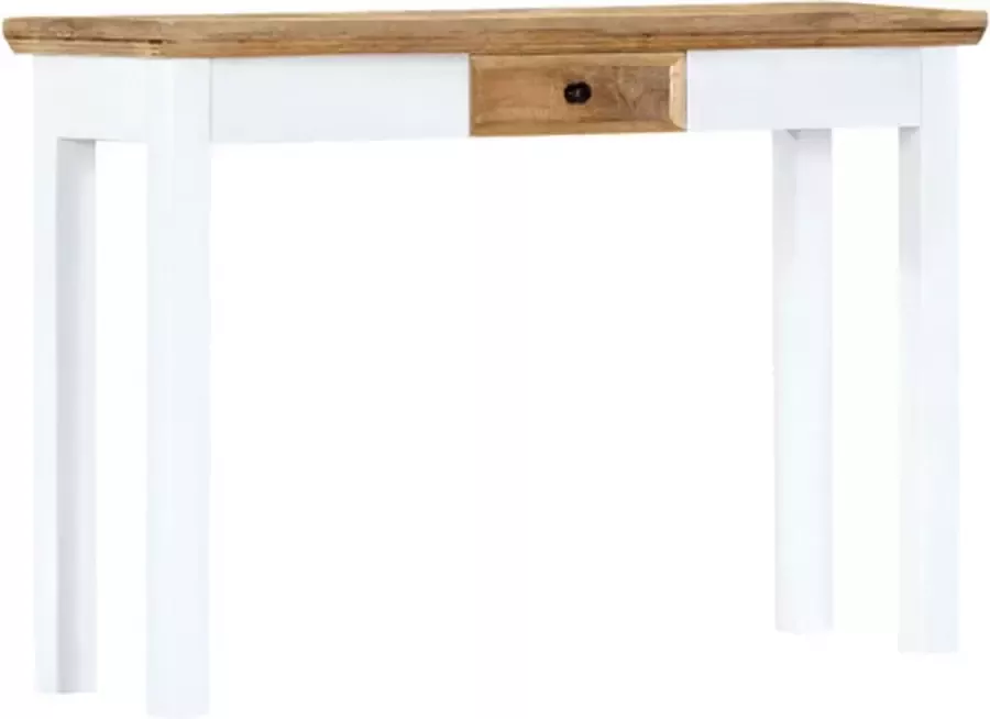 VidaXL Wandtafel 110x35x75 cm massief mangohout wit en bruin
