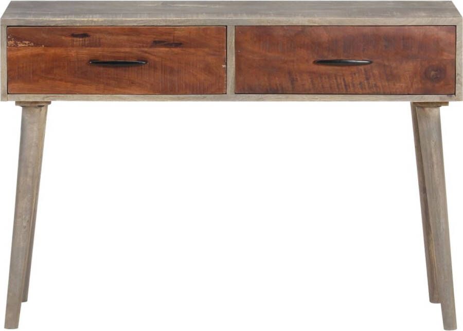 VidaXL -Wandtafel-110x35x75-cm-massief-ruw-mangohout-grijs - Foto 2