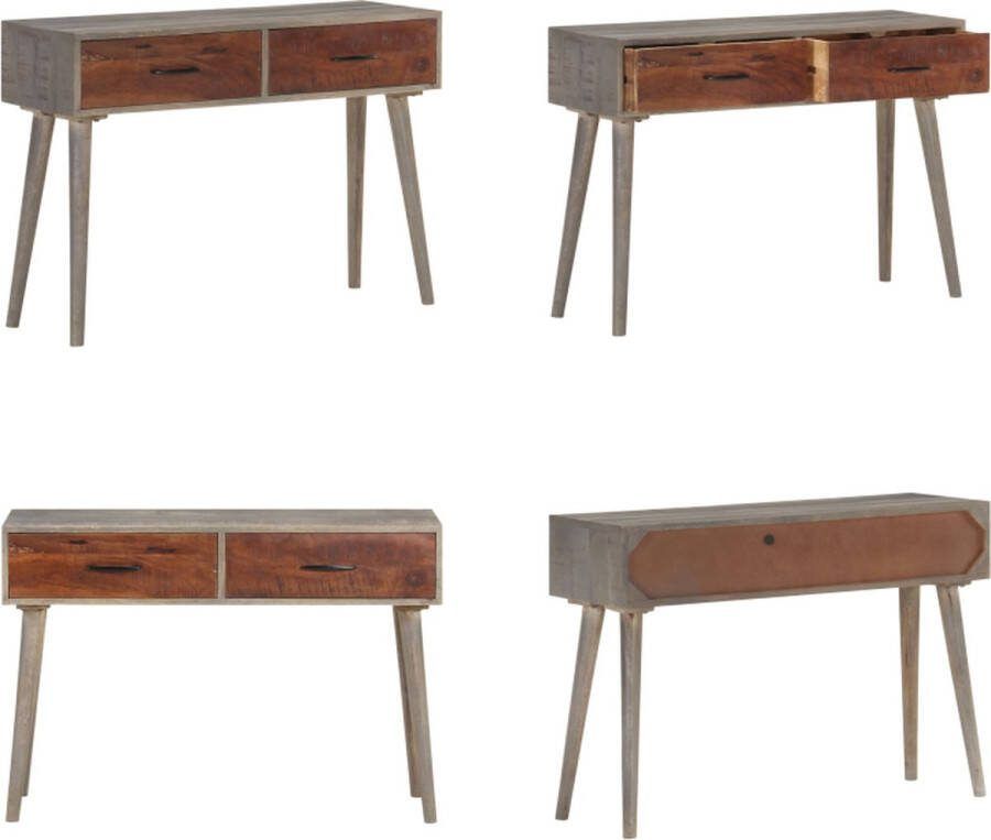 VidaXL Wandtafel 110x35x75 cm massief ruw mangohout grijs Wandtafel Wandtafels Consoletafel Consoletafels