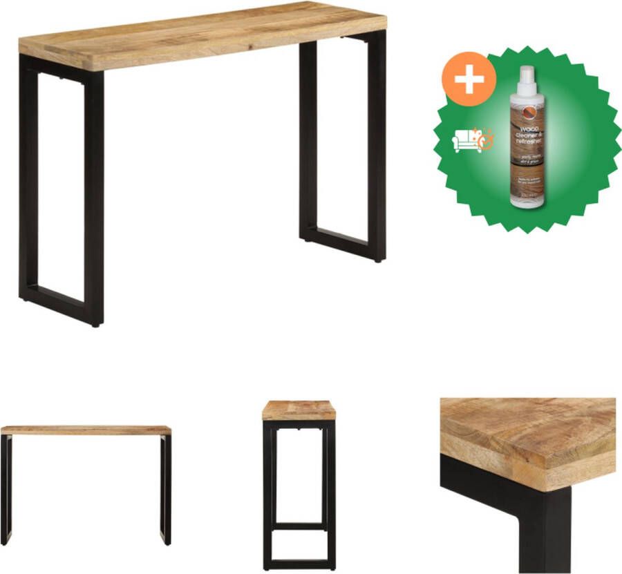 VidaXL -Wandtafel-110x35x76-cm-massief-ruw-mangohout Tafel Inclusief Houtreiniger en verfrisser