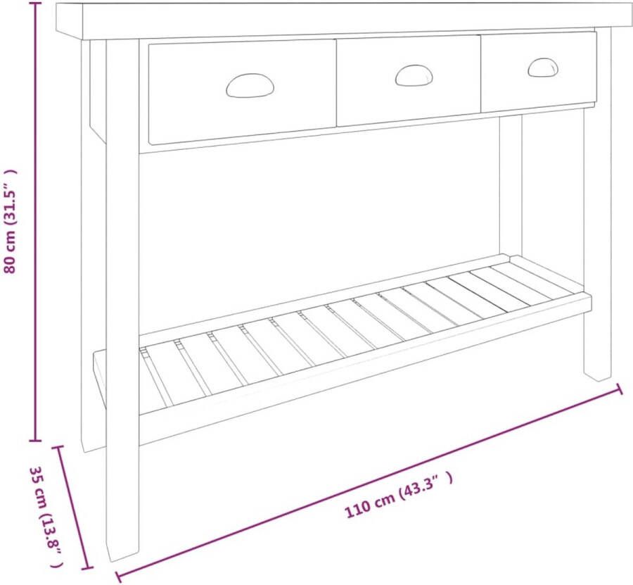 VidaXL -Wandtafel-110x35x80-cm-massief-vurenhout - Foto 2