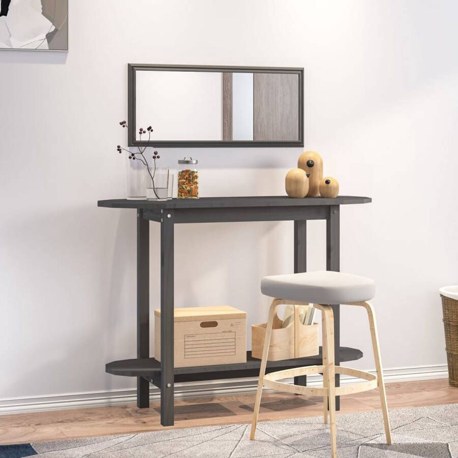 VidaXL -Wandtafel-110x40x80-cm-massief-grenenhout-grijs - Foto 3