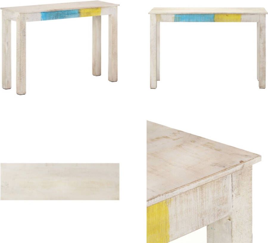 VidaXL Wandtafel 115x35x77 cm ruw mangohout wit Console Tafel Console Tafels Haltafel Haltafels