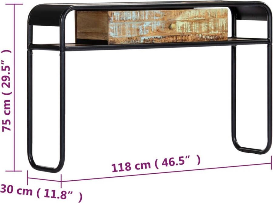 VidaXL -Wandtafel-118x30x75-cm-massief-gerecycled-hout - Foto 2