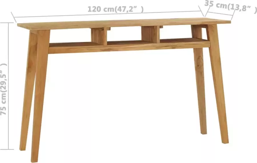 VidaXL -Wandtafel-120x35x75-cm-massief-teakhout - Foto 2