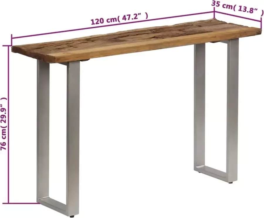 VidaXL -Wandtafel-120x35x76-cm-gerecycled-hout-en-staal - Foto 1