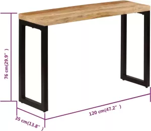 VidaXL Wandtafel 120x35x76 cm massief mangohout en staal