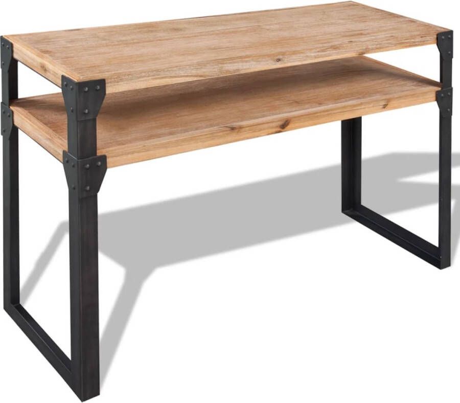 VidaXL Wandtafel massief acaciahout 120x40x85 cm Wandtafel Industrieel Acacia Hout Vintage Consoletafel Kastje - Foto 2