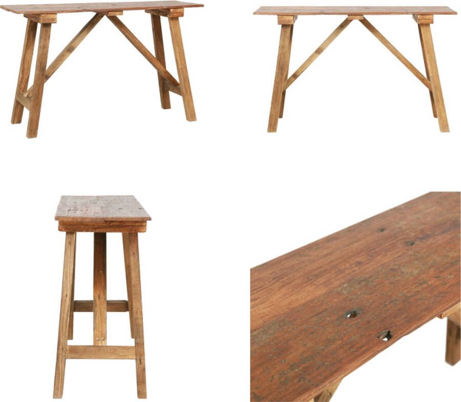 VidaXL Wandtafel 130x40x80 cm massief gerecycled hout Wandtafel Vintage Tafel Industriële Tafel Salontafel Hout Tafellamp Retro Meubilair Landelijke Woonstijl Wandtafel Wandtafels Consoletafel Consoletafels