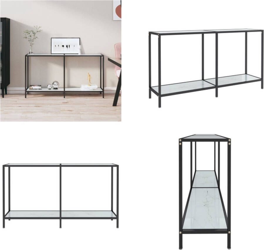VidaXL Wandtafel 140x35x75-5 cm gehard glas wit Wandtafel Wandtafels Bijzettafel Bijzettafels