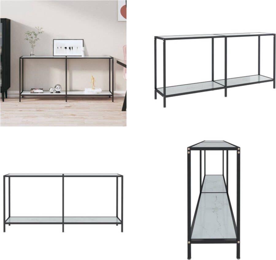 VidaXL Wandtafel 160x35x75-5 cm gehard glas wit Wandtafel Wandtafels Bijzettafel Bijzettafels