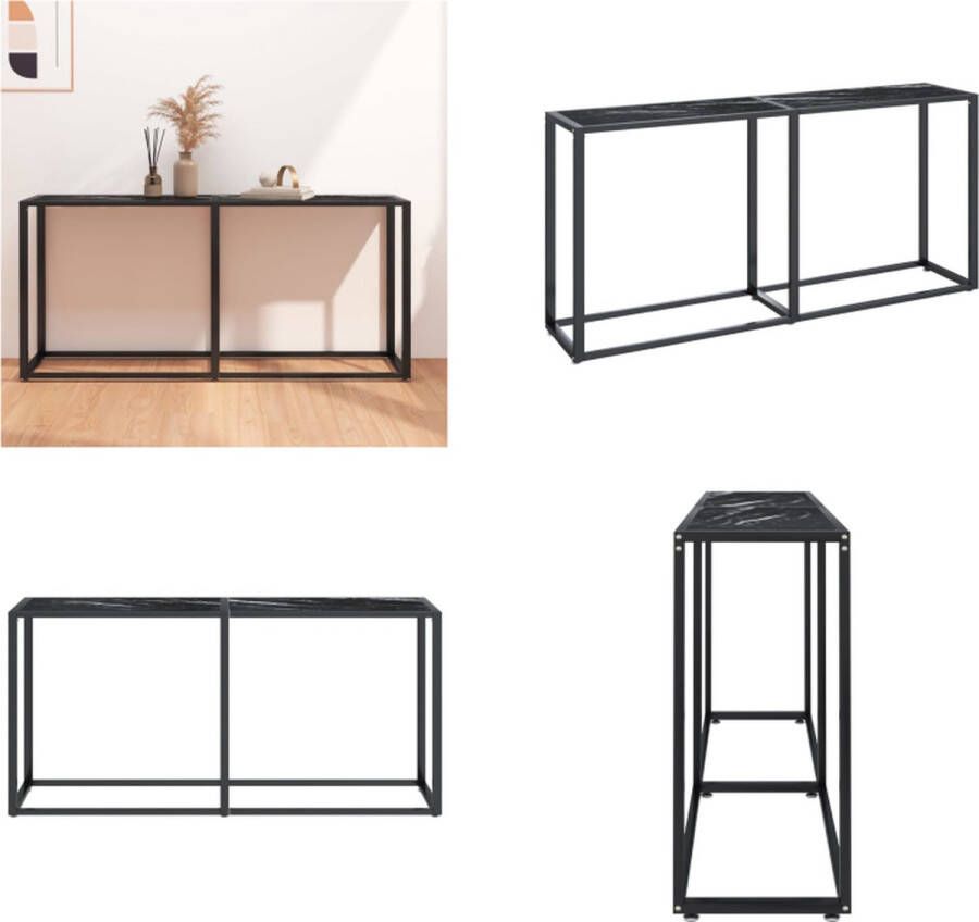 VidaXL Wandtafel 160x35x75 5 cm gehard glas zwartmarmerkleurig Wandtafel Wandtafels Tafel Bijzettafel