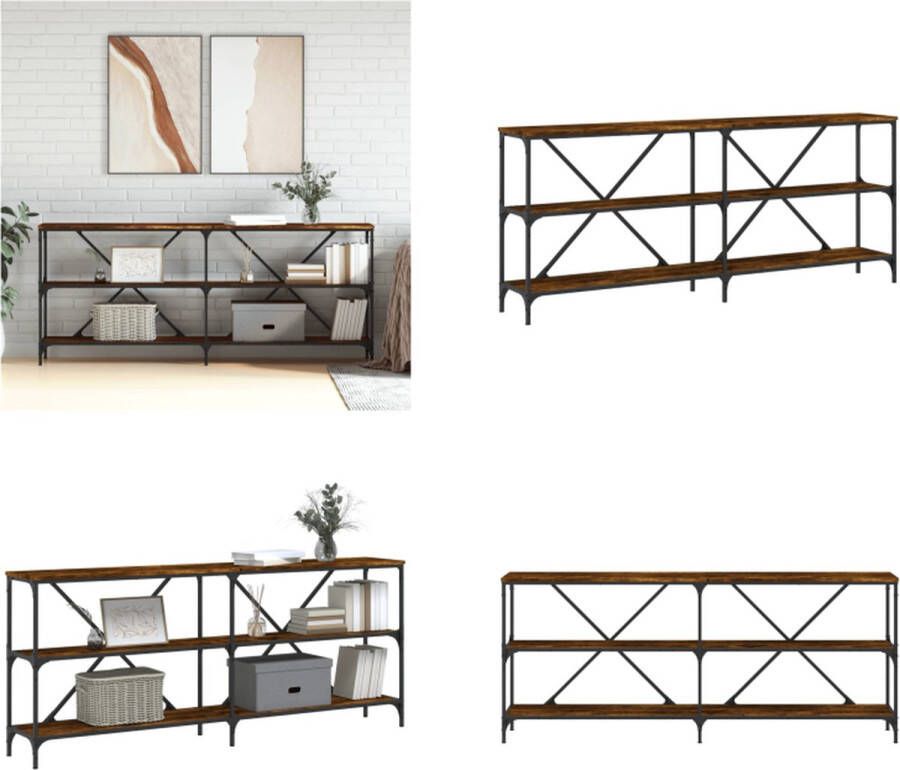 Prolenta Premium INFIORI Wandtafel 180x30x75 cm bewerkt hout en ijzer gerookt eikenkleur - Foto 2