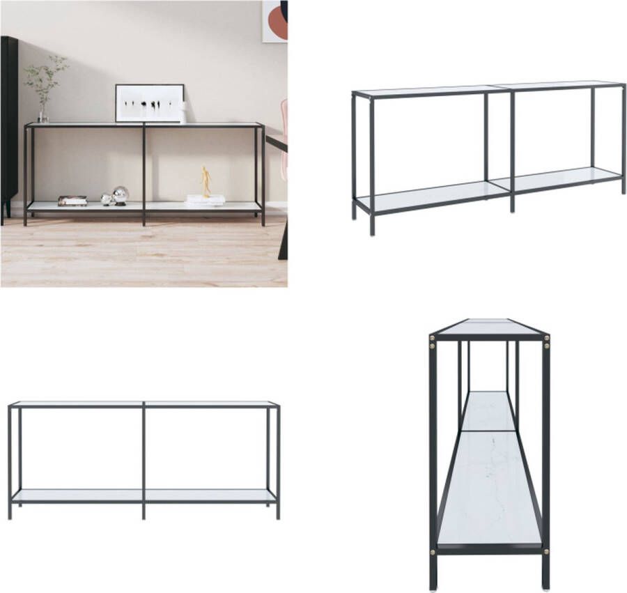 VidaXL Wandtafel 180x35x75-5 cm gehard glas wit Wandtafel Wandtafels Bijzettafel Bijzettafels