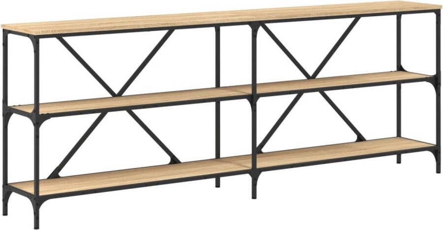VidaXL -Wandtafel-200x30x75-cm-bewerkt-hout-en-ijzer-sonoma-eikenkleur - Foto 3