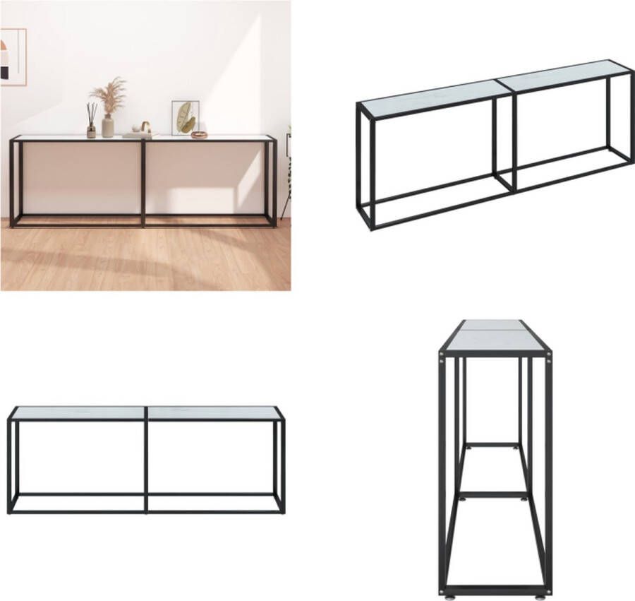 VidaXL Wandtafel 220x35x75.5 cm gehard glas witmarmerkleurig Wandtafel Wandtafels Tafel Bijzettafel