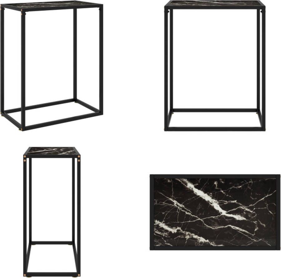 VidaXL Wandtafel 60x35x75 cm gehard glas zwart Wandtafel Wandtafels Bijzettafel Bijzettafels