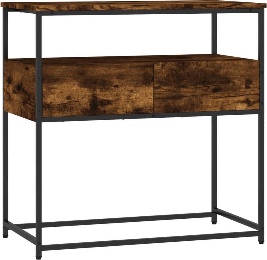 VidaXL Wandtafel Bewerkt hout Gerookt eiken Wandtafel Consoletafel Haltafel Eikenhouten Tafel Bruine Tafel Bewerkthout Industriële Tafel Opslagmogelijkheden Decoratie