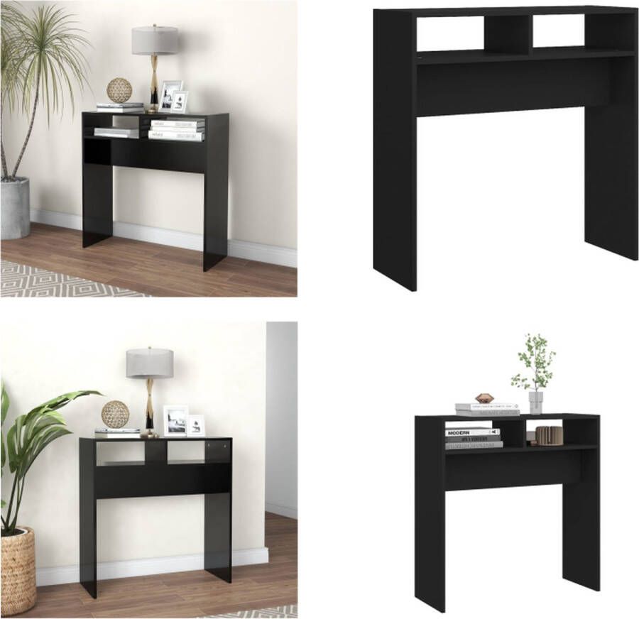 VidaXL Wandtafel 78x30x80 cm bewerkt hout zwart Bijzettafel Bijzettafels Tafel Tafels