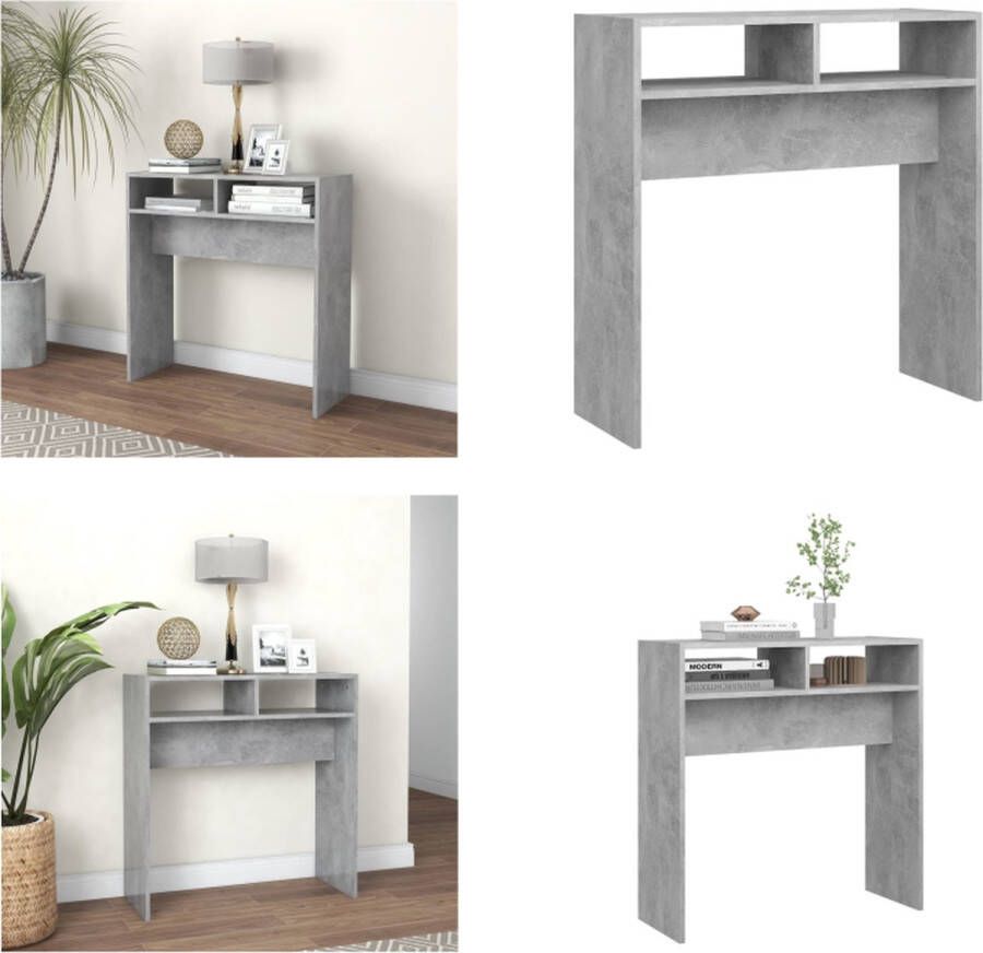 VidaXL Wandtafel 78x30x80 cm bewerkt hout betongrijs Bijzettafel Bijzettafels Tafel Tafels