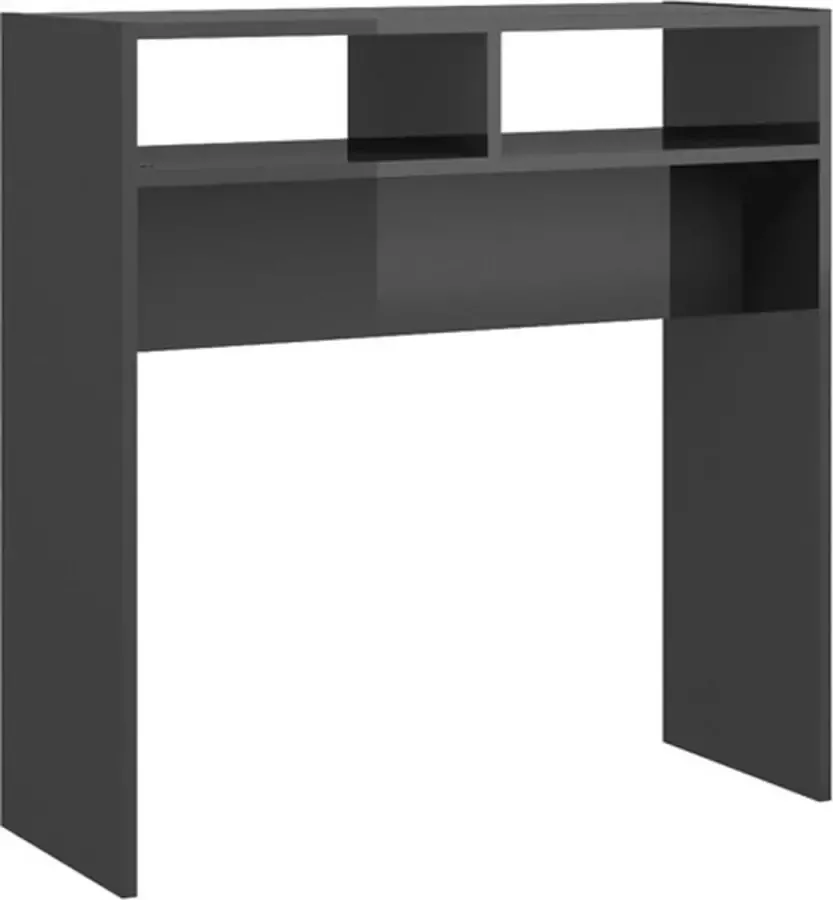 VidaXL Wandtafel 78x30x80 cm spaanplaat hoogglans grijs - Foto 2
