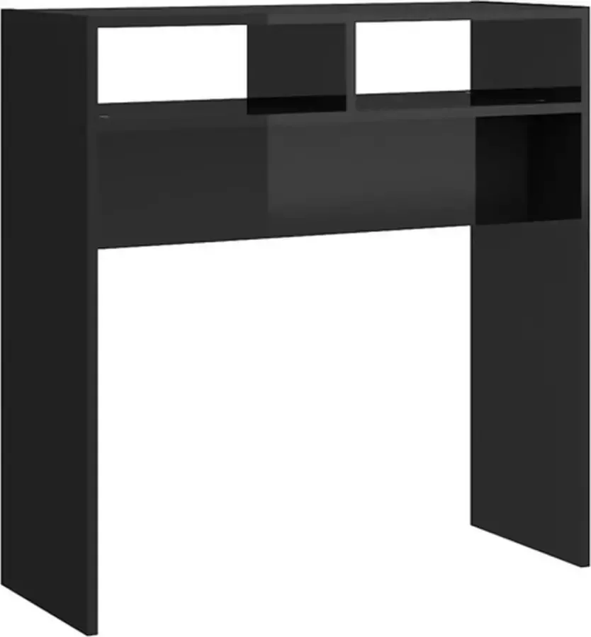 VidaXL Wandtafel 78x30x80 cm spaanplaat hoogglans zwart - Foto 2