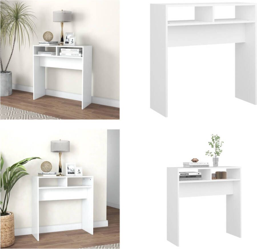 VidaXL Wandtafel 78x30x80 cm bewerkt hout wit Bijzettafel Bijzettafels Tafel Tafels