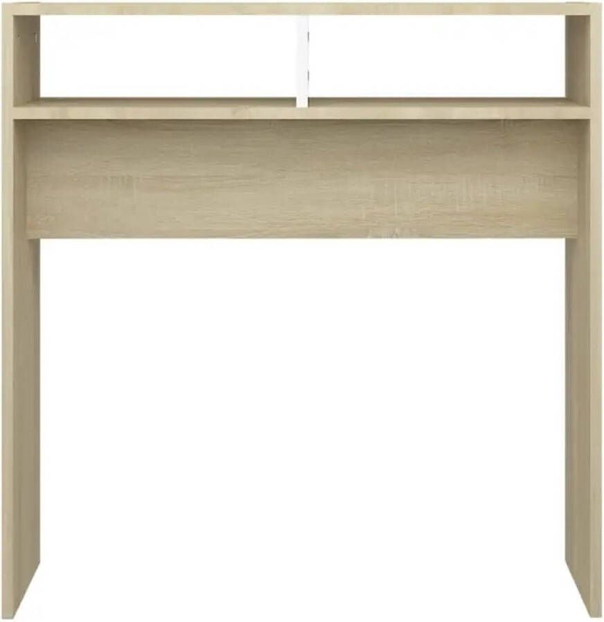 VidaXL Wandtafel 78x30x80 cm spaanplaat wit en sonoma eikenkleurig - Foto 2