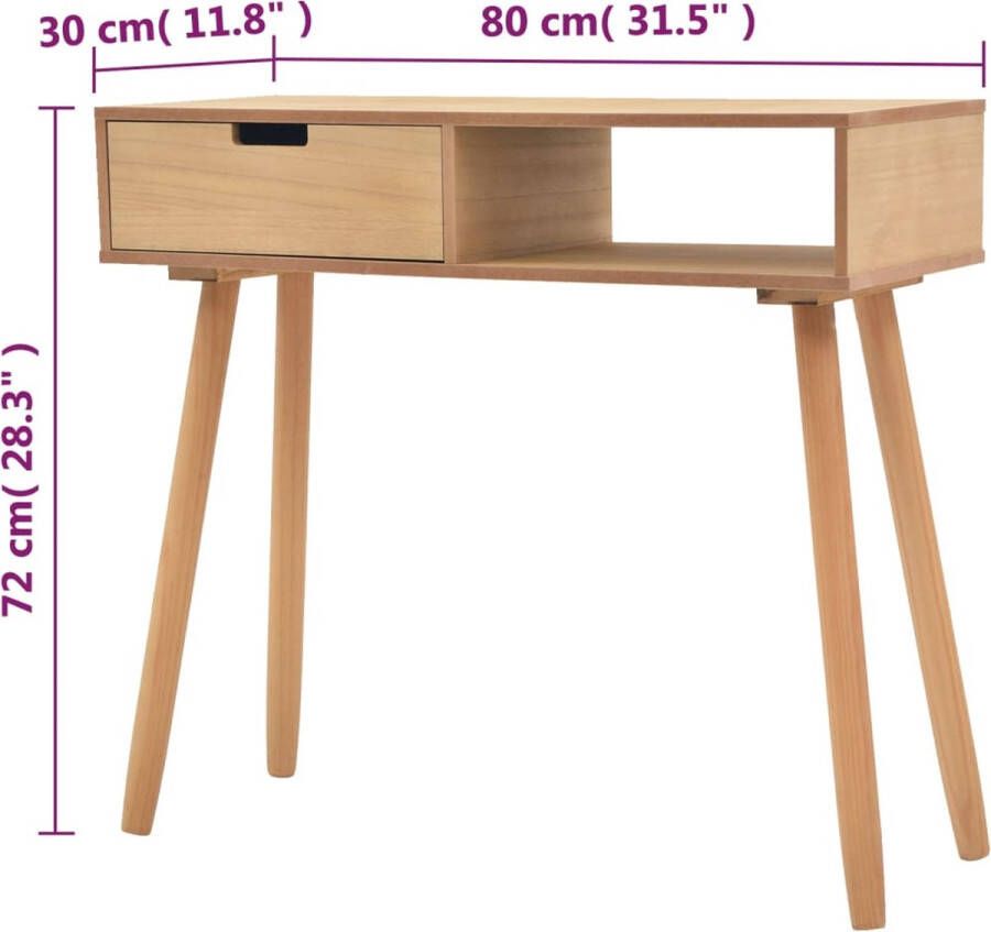 VidaXL -Wandtafel-80x30x72-cm-massief-grenenhout-bruin