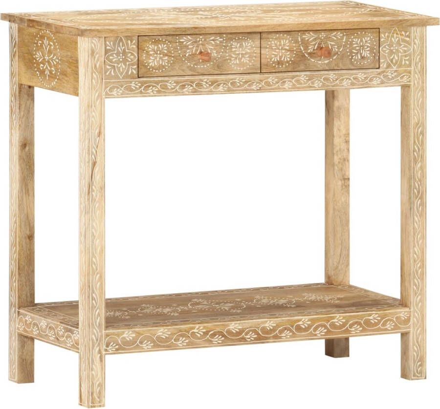 VidaXL Wandtafel 80x35x74 cm Massief Mangohout Consoletafel Mangohout Vintage Handgeschilderd Salontafel Entreetafel Decoratief Kastje Opbergruimte - Foto 2
