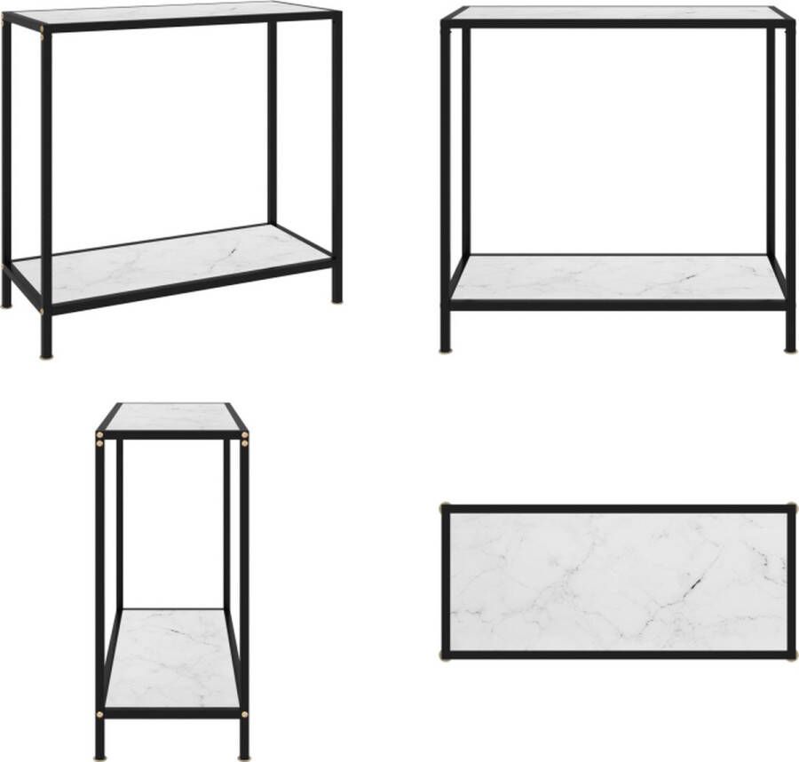VidaXL Wandtafel 80x35x75 cm gehard glas wit Wandtafel Wandtafels Bijzettafel Bijzettafels