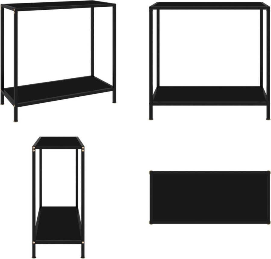 VidaXL Wandtafel 80x35x75 cm gehard glas zwart Wandtafel Wandtafels Bijzettafel Bijzettafels