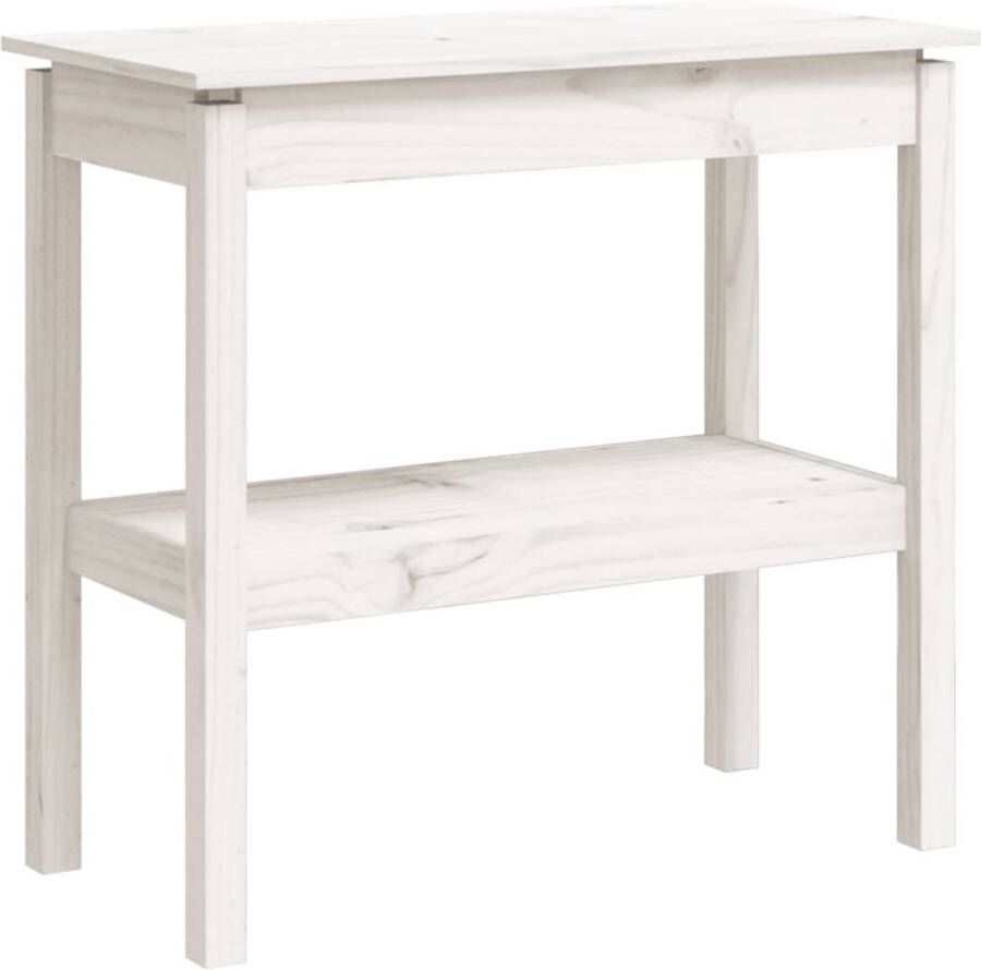 VidaXL Wandtafel Massief Grenenhout Wit 80x40x75 cm Wandtafel Salontafel Entreetafel Houten Tafel Witte Tafel Opbergkast Muurplank