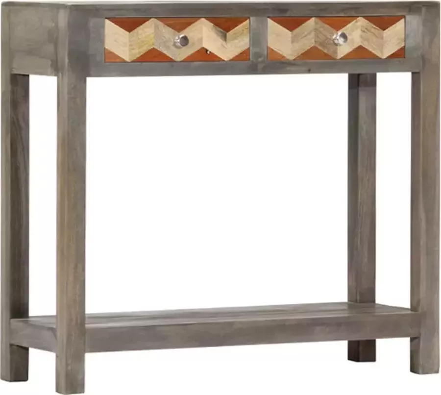 VidaXL -Wandtafel-86x30x76-cm-massief-mangohout-grijs - Foto 2