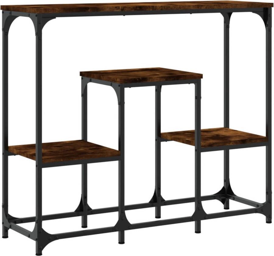 VidaXL Wandtafel Gerookt Eiken 89 5x28x76 cm Wandtafel Salontafel Houten Tafel Vintage Tafel Gerookte Eik Opbergruimte Muurplank