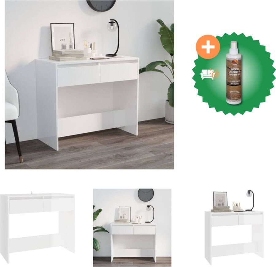 VidaXL Wandtafel 89x41x76-5 cm staal hoogglans wit Tafel Inclusief Houtreiniger en verfrisser