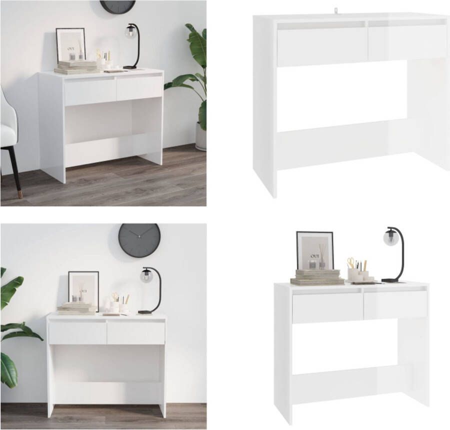 VidaXL Wandtafel 89x41x76-5 cm staal hoogglans wit Wandtafel Wandtafels Tafel Spiegeltafel