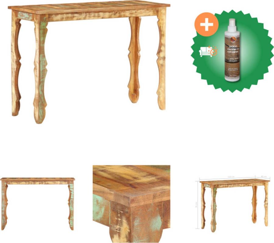 VidaXL Wandtafel Antieke Stijl 110 x 40 x 76 cm Gerecycled hout Tafel Inclusief Houtreiniger en verfrisser